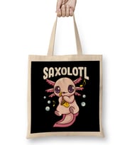 Cute & Funny Saxolotl Adorable Sax Playing Axolotl Bez Çanta Uzun Saplı