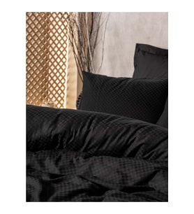 Cotton Box Rf Dual -Plaid Siyah- Çift Kişilik Nevresim Takımı