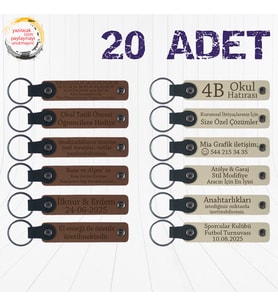 A Kahve & Sütlü Kahve, Resim Atölyesi Mezunlarına Hatıra, 20’li Set, Kişiye Özel Yazılı Anahtarlık