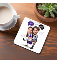 Kişiye Özel Karikatürlü Dans Seven Çiftler Bardak Altlığı