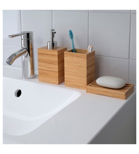 3 Parça Bambu Banyo Seti 3 IKEA Bambu Sabunluk Seti Banyo Set 3Parça