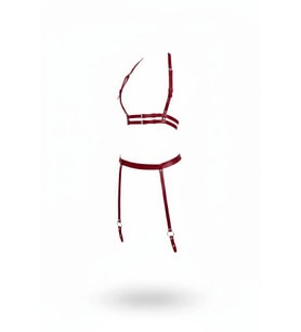 Mulvxbrf Brf02 Bordo Harness Takım Deri Şeritli Ayarlanabilir Jartiyerli - Brf232 (Mulvix)