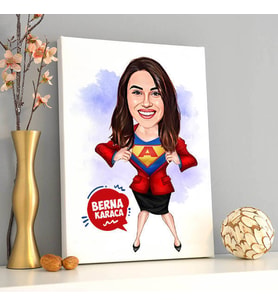 Süper Kahraman Kadın Karikatürlü Kanvas Tablo