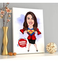 Süper Kahraman Kadın Karikatürlü Kanvas Tablo