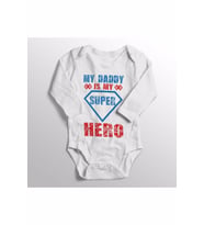 Bebek Beyaz My Daddy Is My Super Hero Yazısı Baskılı Zıbın