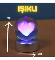 Işıklı Led Kalpli Cam Dünya Küre ( 7 Renk Işık Özellikli)
