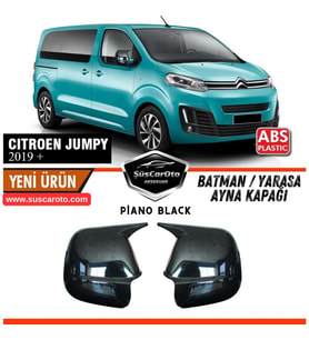 Citroen Jumpy 2019 Sonrası Uyumlu Batman Yarasa Ayna Kapağı Piano Black ABS Plastik Sağ Sol Takım