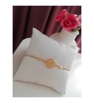 Altın Sedef Ayarlanabilir Kadın Gold Asansörlü N Harf Bileklik (Karışık)