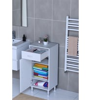 Eliusta Taha 40 cm 3 Bölmeli Beyaz Çok Amaçlı Dolap 2 Raflı Banyo Mutfak Dolabı 40x88x32,5 cm Düzenleyici