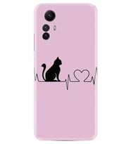 Xiaomi Redmi Note 12S Kılıf Resimli Desenli Baskılı Silikon Pink Cat Heart 1303