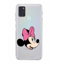 Samsung Galaxy A21s  Kamera Korumalı  Kapak Minnie Mouse Tasarımlı  Şeffaf Kılıf