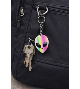 Gökkuşağı Gradyan Uzaylı Kafası Plastik Anahtarlık Unisex Renkli Model