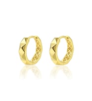 925 Ayar Gümüş küpe Üzeri Altın Kaplama Prizma Dokulu Modern Halka Küpe SGTL13188GOLD