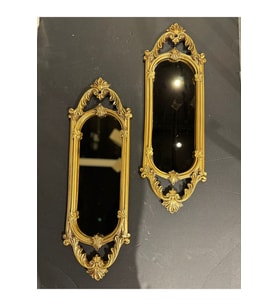 Dekoratif Polyester Ikili Niş Dikdörtgen Ayna Takımı Polyester Gold
