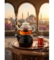 EMAYE CAM ÇAYDANLIK SİYAH SADE