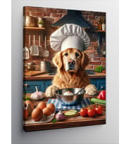 Kanvas Tablo Aşçı Golden Cinsi Köpek