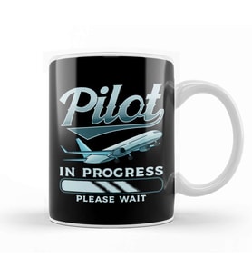 Funny Pilot In Progress Please Wait Airplane Pilot Kupa Bardak Porselen