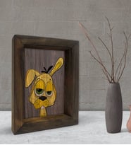 BK Gift Drunken Rabbit - Yellow Tasarımlı Dekoratif Doğal Masif Ahşap Çerçeve 15x20cm-1 (Beyaz)