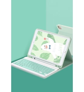 Pilelistore   iPad Pro 11 (2022) Kılıf KC01 Smart Klavyeli Tablet Kılıfı - Açık Yeşil