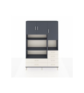 Arges Dolap 9 Raflı 6 Çekmeceli 3 Kapaklı 132x30x195 Antrasit-Antrasit/Aytaşı