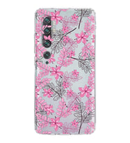 Xiaomi  Mi Note 10  Kamera Korumalı Kapak Floral Pembe Tasarımlı Şeffaf  Kılıf