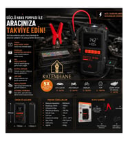 Kalemhane 1000A Akü Takviye Cihazı ve Hava Pompası – 8000mAh Taşınabilir Jump Starter, 150 PSI Dijital Kompresörlü Powerbank