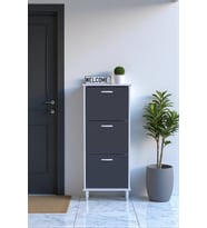 Eliusta Nefes Ayaklı 52 cm Ayakkabılık Kapı Önü/Antre 3 Düşer Kapaklı Antrasit 52x127x26 cm  Ayakkabılık