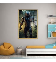 Metal Çerçeveli Temperli Cam Tablo The Predator Av Filmi (Gold)