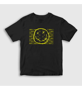 Presmono Unisex Çocuk Siyah Logos Nirvana T-Shirt 99649tt