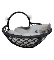 Markapet Vantuzlu Oval Kedi Hamağı Kedi Yatağı 17*46 cm Siyah