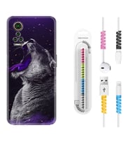 General Mobile GM 21 Pro GM 22 Pro Plus Kılıf Kablo Koruma Spiral Silikon Purple Leopar 1750