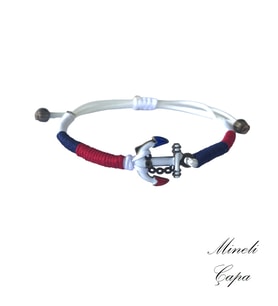 Handcraftedbyoz, Kadın, Etnik, Bohem, El yapımı, Marin, Mineli Çapa Bileklik