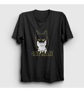 Presmono Unisex Siyah Catman Kedi T-Shirt 396038tt