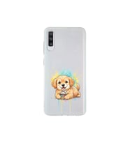 Samsung Galaxy A70 ile Uyumlu Splash Köpek Tasarımlı Şeffaf Silikon Kılıf
