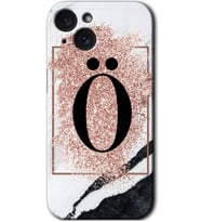 İphone 15 Plus Kılıf HD Desen Baskılı Kılıf - Pembe Mermer Desenli Ö Harfi