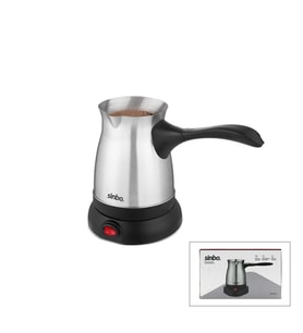 ÇELİK ELEKTRİKLİ CEZVE TÜRK KAHVE MAKİNESİ - 6FİNCAN=500ML 360° KABLOSUZ KULLANIM KATLANIR KULP SCM-9038 (5690)