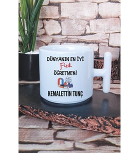 Dünyanın En İyi Fizik Öğretmeni Baskılı Kişiye Özel Öğretmenler Günü Latte Fincanı Kupa