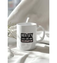 Mizahi Motivasyon Tasarımlı 330ml Baskılı Beyaz Seramik Kupa Bardak