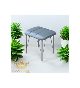 Açık gri metal ayaklı puf 40x45 cm