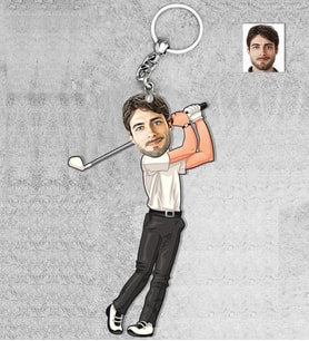 Kişiye Özel Golf Erkek Ahşap Anahtarlık-1