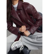 Tasarım Düz Astarlı Yaka Standart Regular Ceket Kadın Regular Suni Deri Biker Ceket Mont