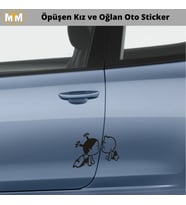 Öpüşen Kız Oglan Oto Sticker 15 CM