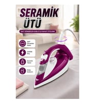 Mor Buharlı Ütü 2200W Seramik Tabanlı 177 gr/dk Şok Buhar ve 360° Dönebilir Kablo