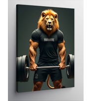 Kanvas Tablo Ağırlık Kaldıran Aslan