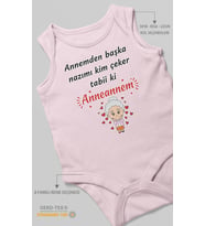 Annemden Başka Nazımı Kim Çeker ? Tabiki Annanem v2 Baskılı Bebek Zıbını – Çıtçıtlı Body  Sıfır Kol (Bebek Pembesi)