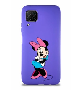 Huawei P40 Lite Soft Premier Kapak Minnie Mouse-D Tasarımlı Silikon Kılıf - Mor (Şeffaf)