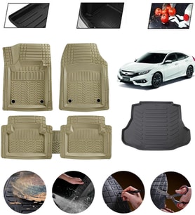 Honda Civic Sedan 2012-2016 Uyumlu Paspas Araca Özel Bagaj Havuzu MBS Bej