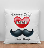 BK Gift Kişiye Özel Dünyanın En İyi Babası Tasarımlı Beyaz Kırlent Yastık, Ev Hediyesi, Doğum Günü Hediyesi