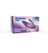 Dolphin Tek Kullanımlık Lila Nitril Eldiven - Muayne Eldiveni Medium Orta Boy - 100'lü Paket