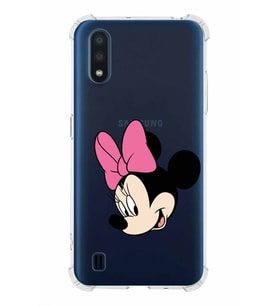 Samsung Galaxy A01  Köşe Korumalı Antişok Kapak Minnie Mouse Tasarımlı Şeffaf  Kılıf